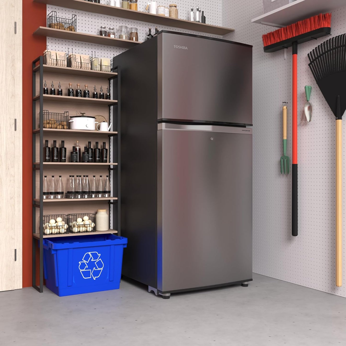 14 Gallon Rectangular Blue Recycling Bin | Inside Outside Curbside | Stackable Box for Paper Plastic