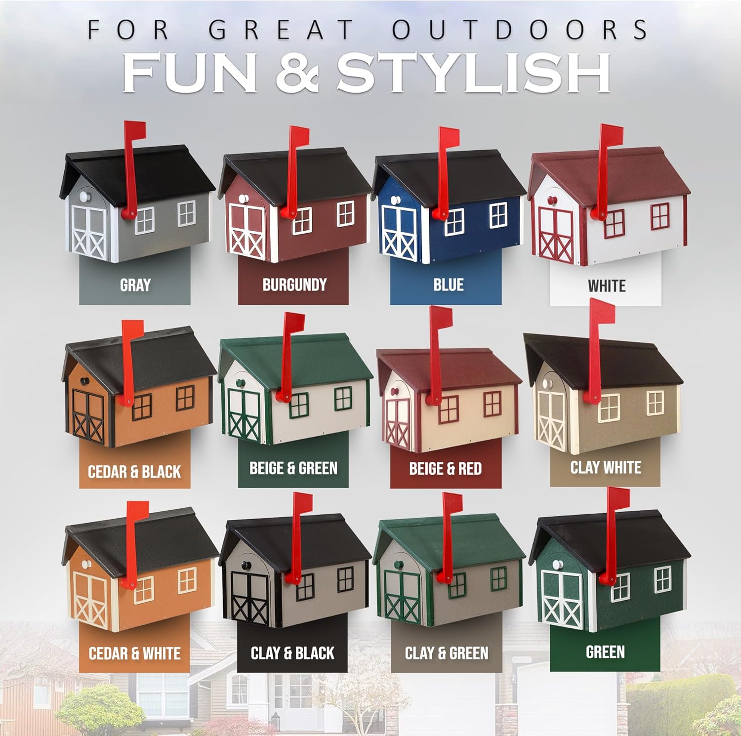 Peaceful Classics Poly Mailbox Durable, Weather-Resistant Amish Craftsman Mailboxes for Outside Uses Like Front Yard and Road Side Long-Lasting, Decorative, Modern Mailbox (Beige w/Green Trim & Roof)