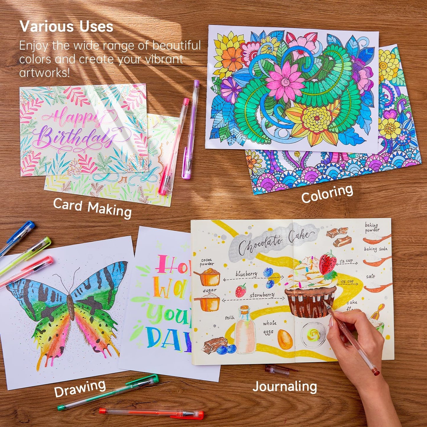 108 Colors Gel Pens Set, Gel Pens for Adult Coloring Books Journals Drawing Doodling Art Markers