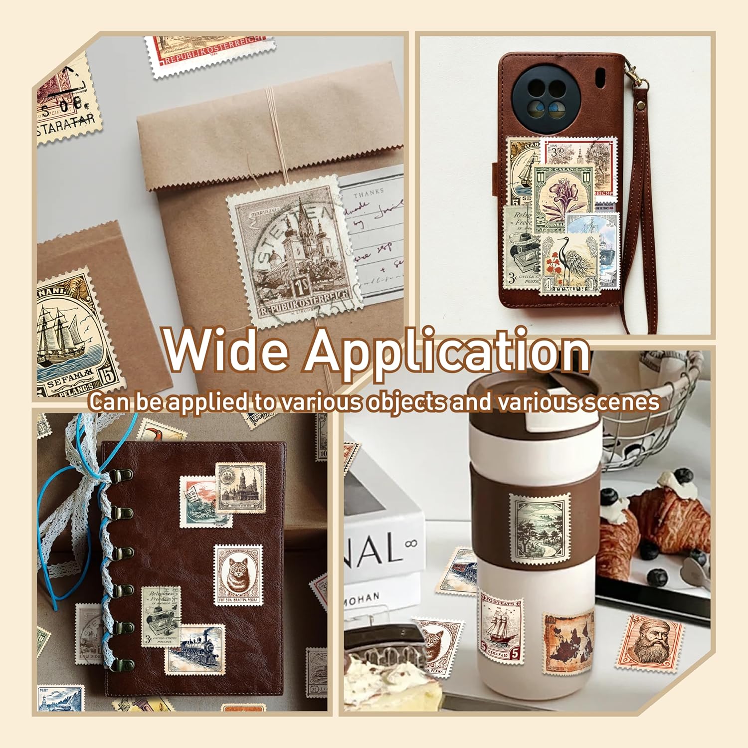 Vintage Scrapbook Stickers Set, Retro Stickers for Bullet Journal, Antique Looking Sticker for Junk Journal Collage Album (Memory Stamp 100pcs)