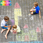 72 Jumbo Sidewalk Chalk, Jumbo chalk great for outdoor art, Sidewalk Chalk for Kids, 6 Assorted Neon Colored Chalk, Perfect For Party Favors, 4" Inches (2-Buckets, 72 Jumbo Chalk Sticks)