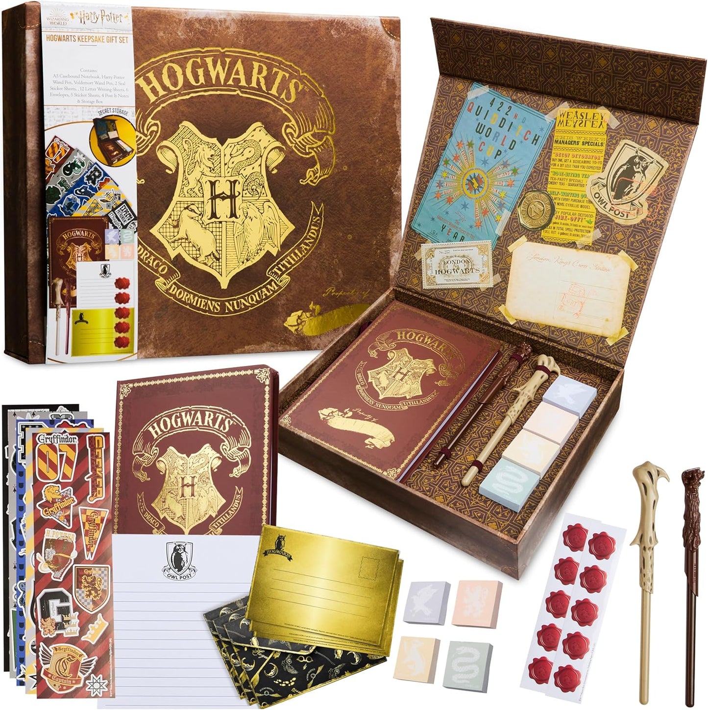 Harry Potter Stationary Set for Kids Teens Adults with Wand Pens Notebook Stickers Sticky Notes School Supplies Journaling Writing Gifts for Kids