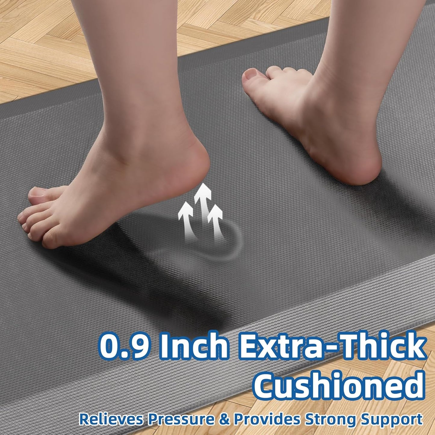 2 PCS Anti Fatigue Kitchen Mats for Floor, Grey 9/10 Extra Thick Cushioned Standing Desk Mat, Comfort Memory Foam Ergonomic Rugs and Mats Non-Slip Waterproof for Office, Kitchen, 20"x32"+20"x48"