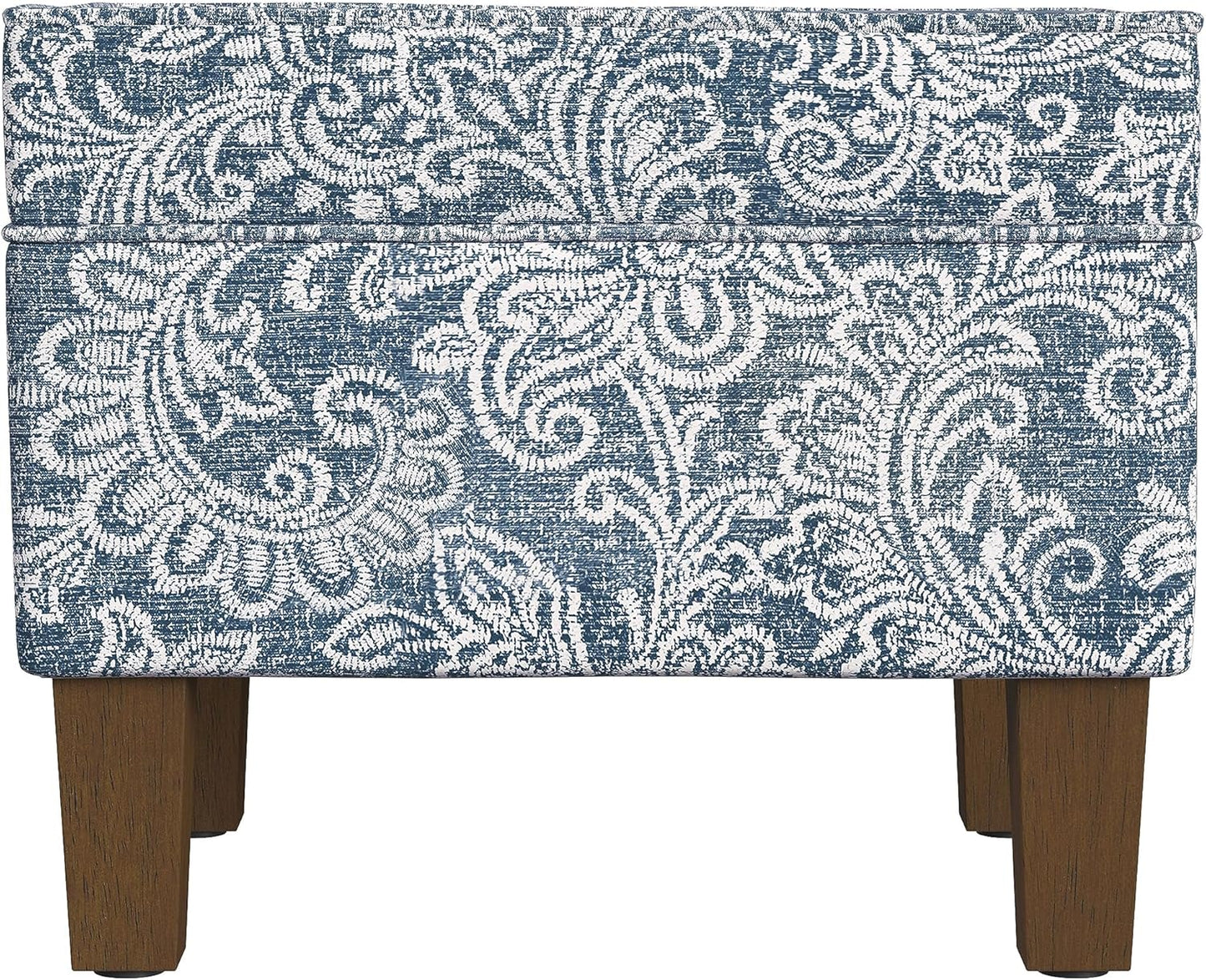 Home Decor | Dinah Collection Modern Storage Ottoman | Ottoman with Storage for Living Room & Bedroom(Blue Denim Jacobean Print)