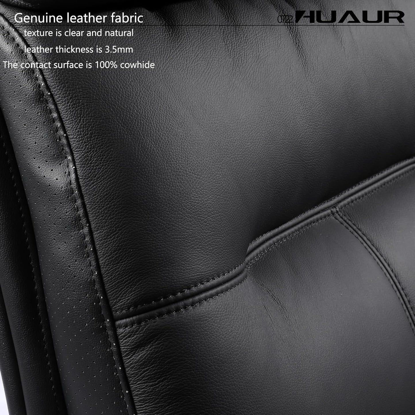 Genuine Leather Modern Executive Chair High-Back Support 90 to 150 Degrees Tilt and Upholstered Home Desk Chair with Base 360LB Capacity Swivel Computer Office Chair (Black)