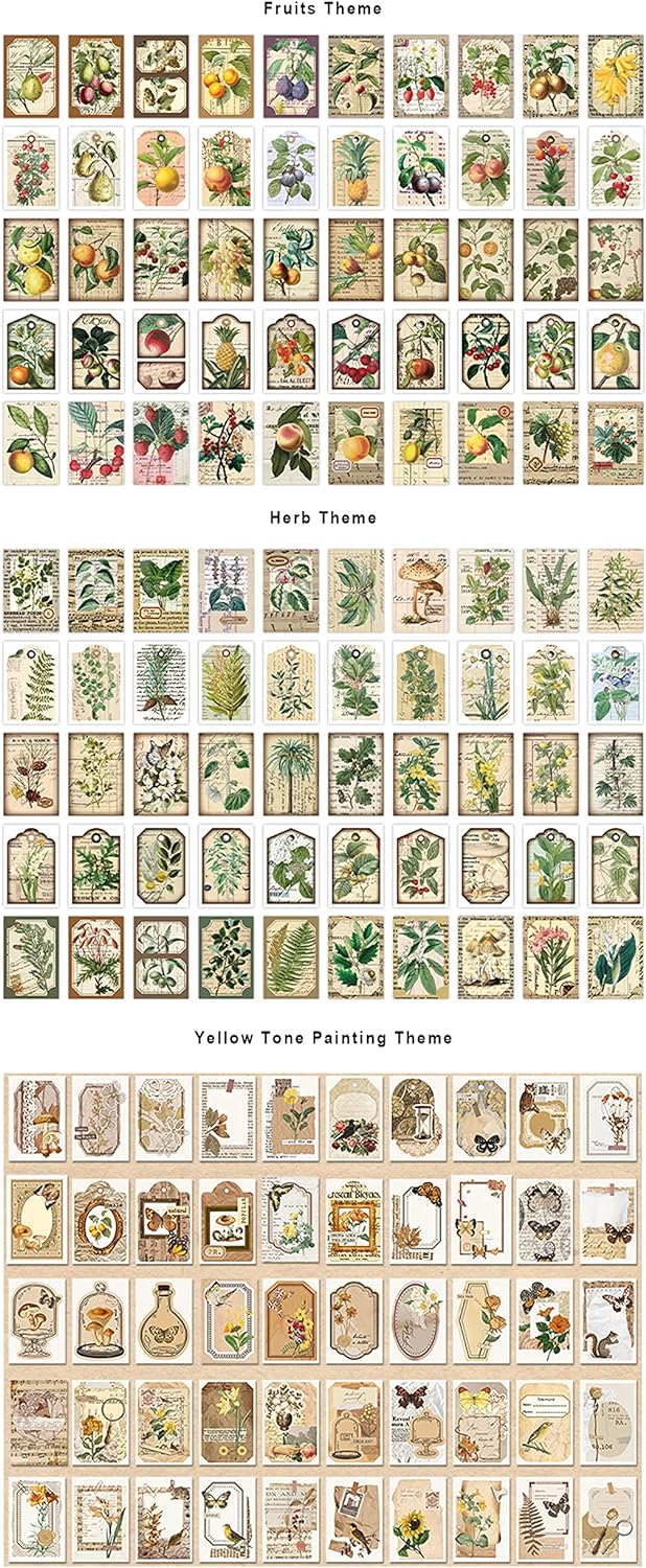 300 Pcs Scrapbook Washi Stickers,Vintage Flower Butterfly Botanical Sticker Book for Junk Journal,Decorative Paper Stickers for Bullet Journal, Album, Collage, Planner, Gift Wrapping
