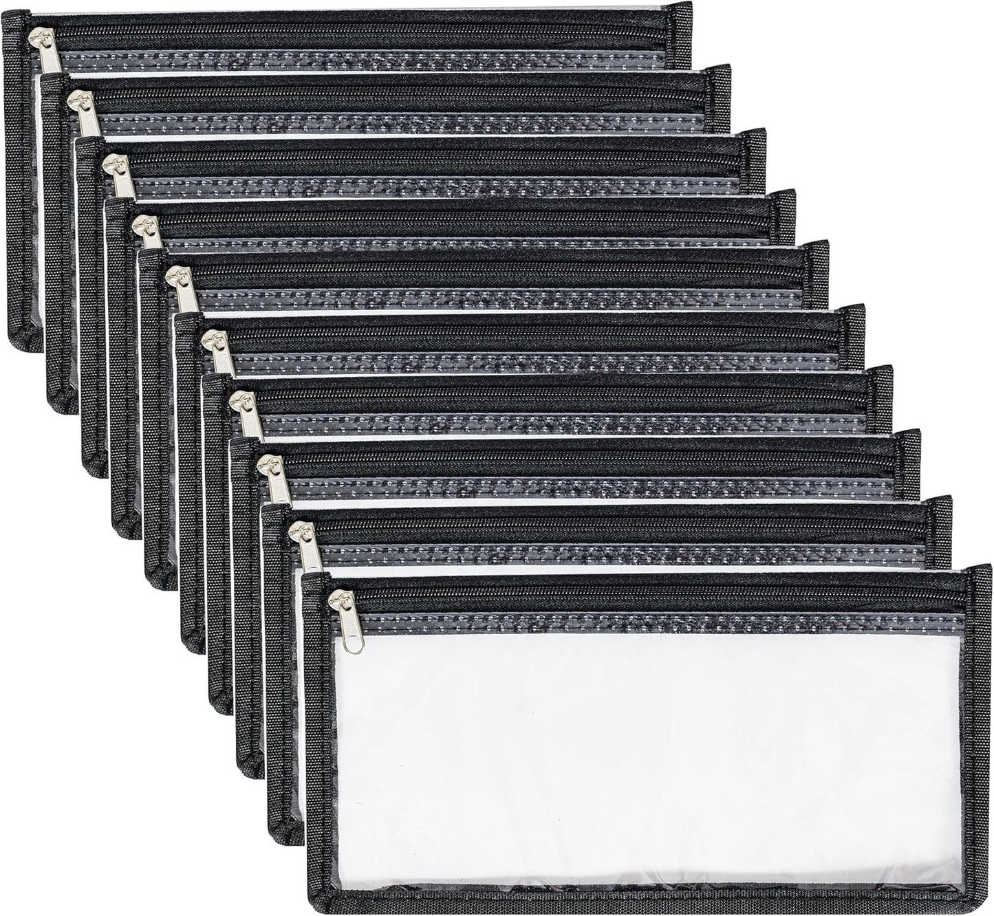 3.9 x 7.8 Clear Cash Register Money Pouch Bank Deposit Bag Check Wallet 10 Pack Zipper Closure